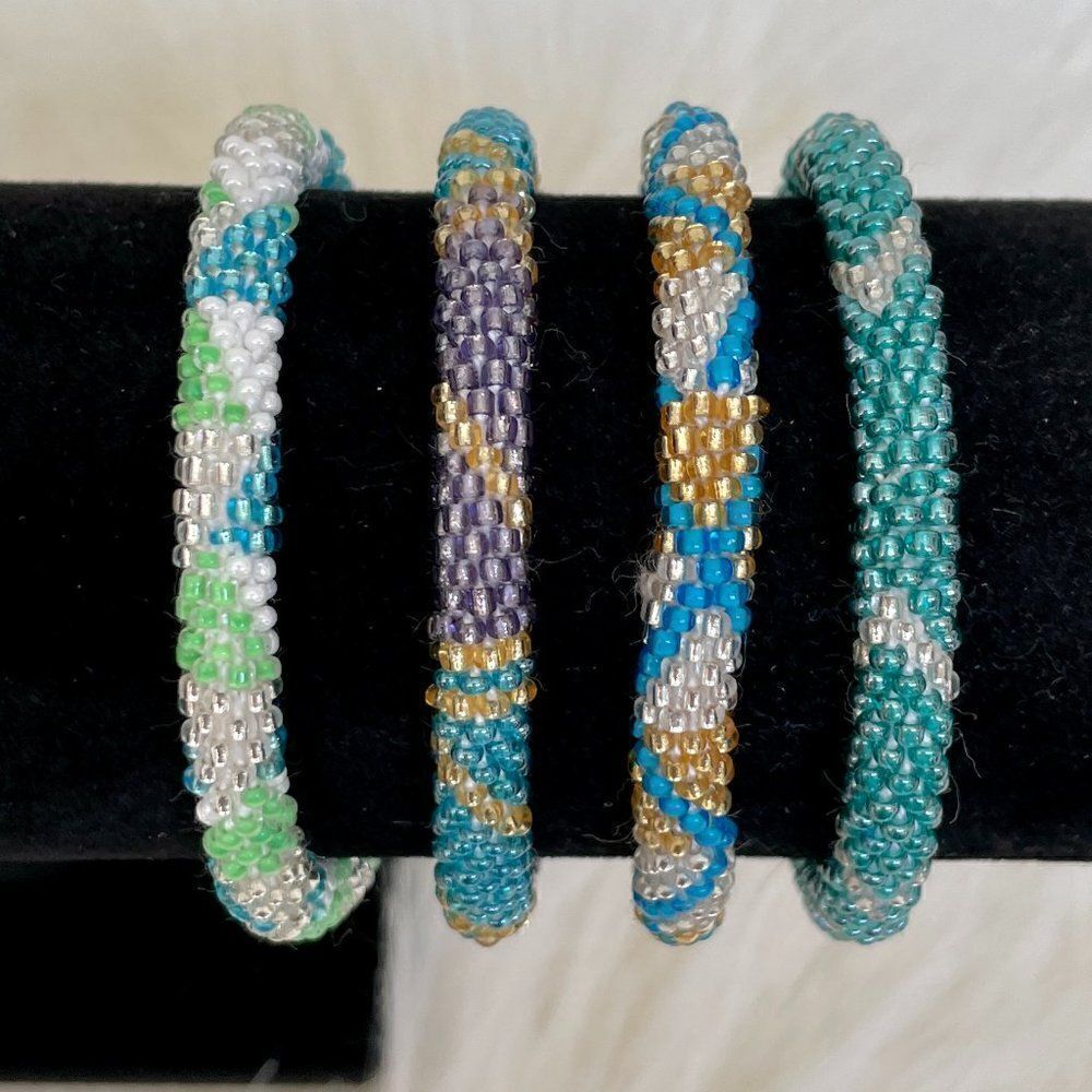 HAND CRAFTED in Nepal Beaded Bracelets (set of 4) #168
